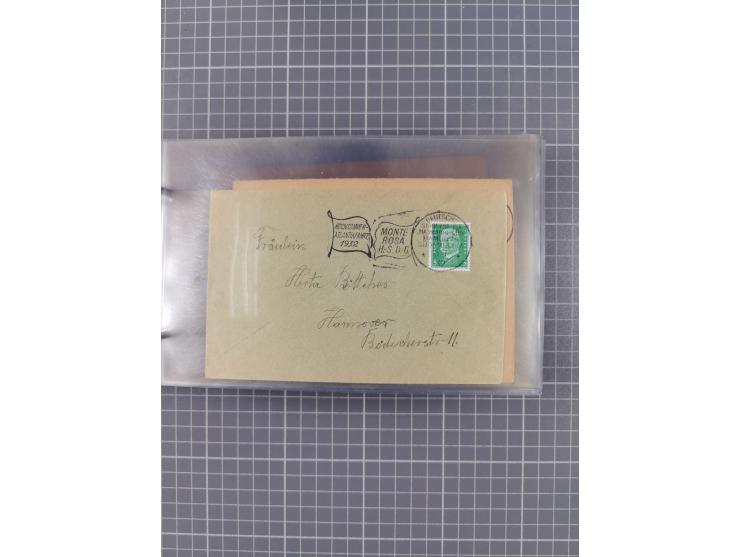 1925/35, kleine Sammlung Flaggenstempel “DSP HAMBURG-SÜDAMERIKA” mit ca. 90 Briefen, Karten und GSK, dabei u.a. zwei R-Briefe