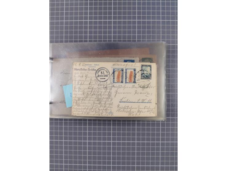 1925/35, kleine Sammlung Flaggenstempel “DSP HAMBURG-SÜDAMERIKA” mit ca. 90 Briefen, Karten und GSK, dabei u.a. zwei R-Briefe