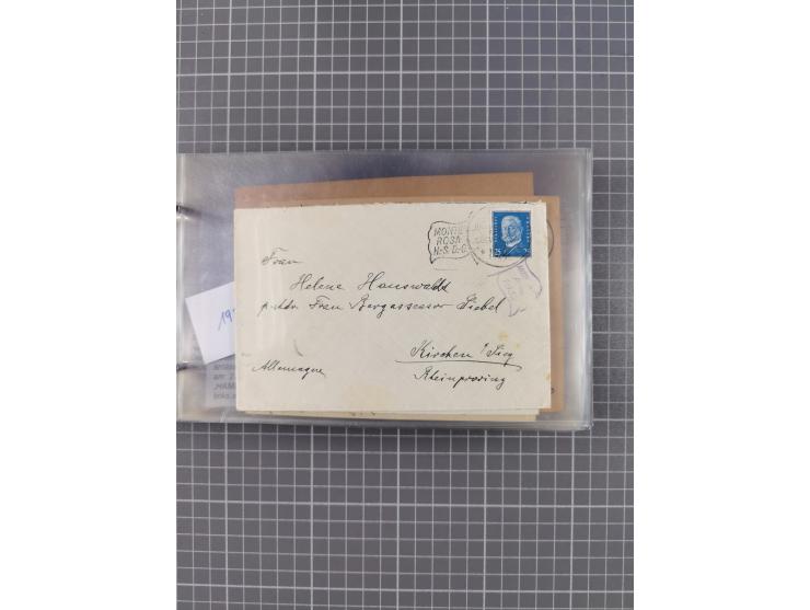 1925/35, kleine Sammlung Flaggenstempel “DSP HAMBURG-SÜDAMERIKA” mit ca. 90 Briefen, Karten und GSK, dabei u.a. zwei R-Briefe