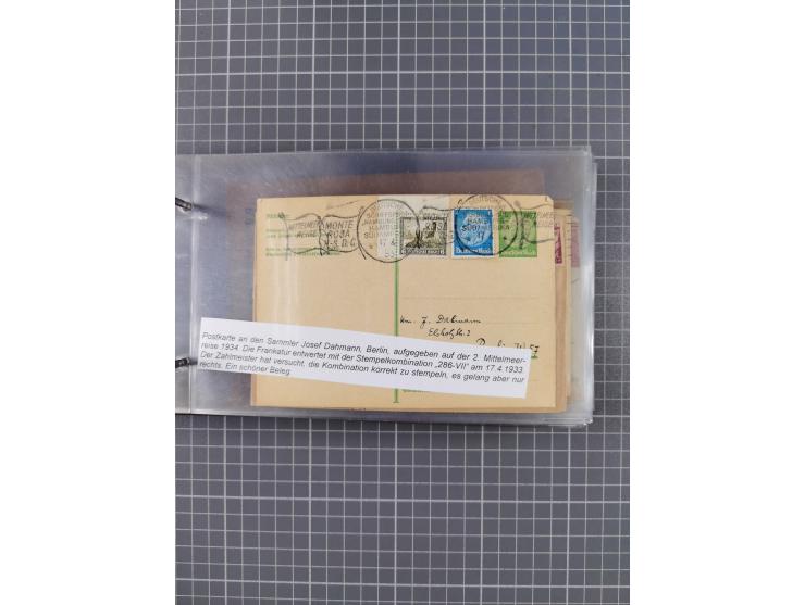 1925/35, kleine Sammlung Flaggenstempel “DSP HAMBURG-SÜDAMERIKA” mit ca. 90 Briefen, Karten und GSK, dabei u.a. zwei R-Briefe