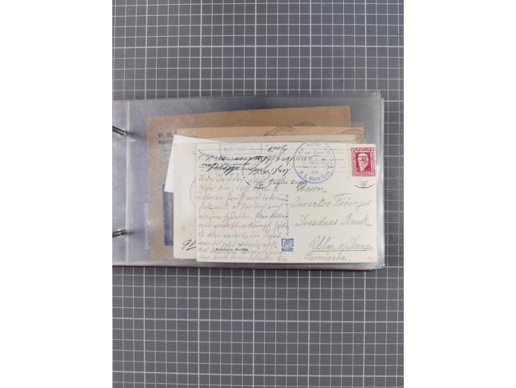 1925/35, kleine Sammlung Flaggenstempel “DSP HAMBURG-SÜDAMERIKA” mit ca. 90 Briefen, Karten und GSK, dabei u.a. zwei R-Briefe