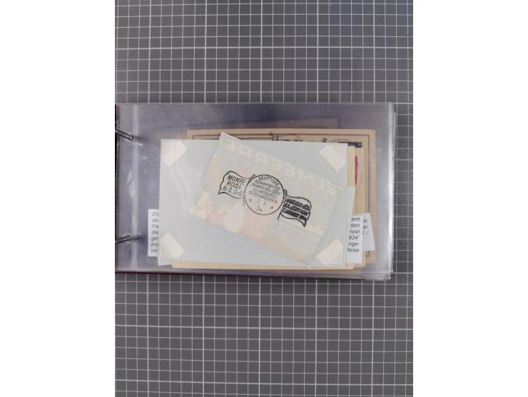 1925/35, kleine Sammlung Flaggenstempel “DSP HAMBURG-SÜDAMERIKA” mit ca. 90 Briefen, Karten und GSK, dabei u.a. zwei R-Briefe