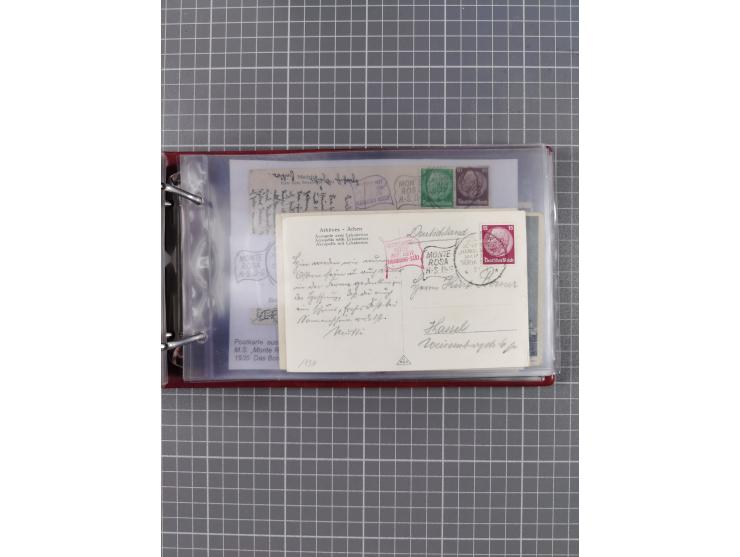 1925/35, kleine Sammlung Flaggenstempel “DSP HAMBURG-SÜDAMERIKA” mit ca. 90 Briefen, Karten und GSK, dabei u.a. zwei R-Briefe