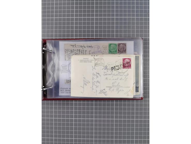 1925/35, kleine Sammlung Flaggenstempel “DSP HAMBURG-SÜDAMERIKA” mit ca. 90 Briefen, Karten und GSK, dabei u.a. zwei R-Briefe