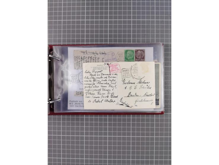 1925/35, kleine Sammlung Flaggenstempel “DSP HAMBURG-SÜDAMERIKA” mit ca. 90 Briefen, Karten und GSK, dabei u.a. zwei R-Briefe