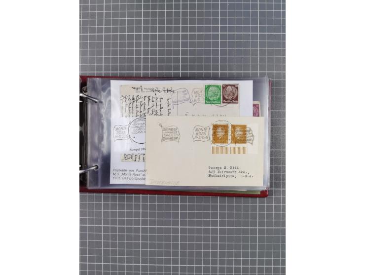 1925/35, kleine Sammlung Flaggenstempel “DSP HAMBURG-SÜDAMERIKA” mit ca. 90 Briefen, Karten und GSK, dabei u.a. zwei R-Briefe