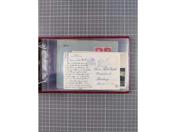 1925/35, kleine Sammlung Flaggenstempel “DSP HAMBURG-SÜDAMERIKA” mit ca. 90 Briefen, Karten und GSK, dabei u.a. zwei R-Briefe