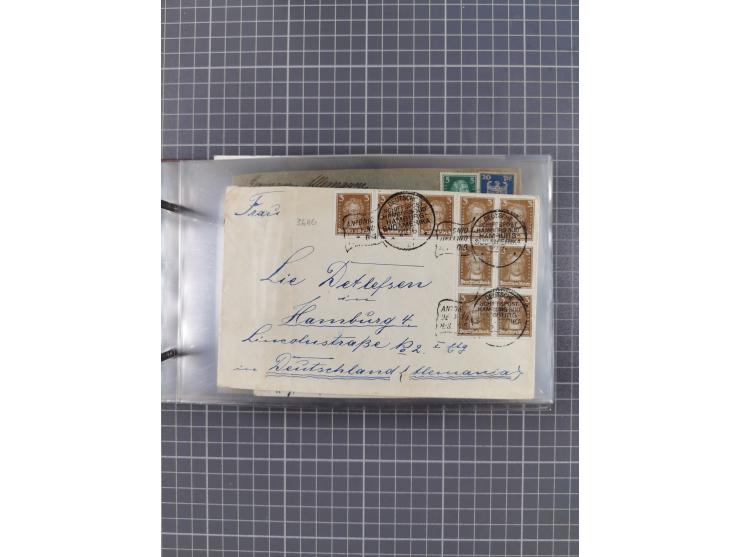 1925/35, kleine Sammlung Flaggenstempel “DSP HAMBURG-SÜDAMERIKA” mit ca. 90 Briefen, Karten und GSK, dabei u.a. zwei R-Briefe