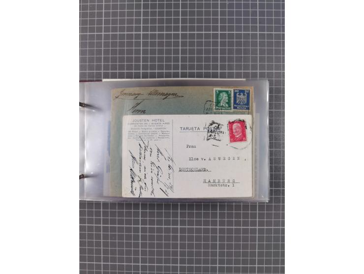 1925/35, kleine Sammlung Flaggenstempel “DSP HAMBURG-SÜDAMERIKA” mit ca. 90 Briefen, Karten und GSK, dabei u.a. zwei R-Briefe