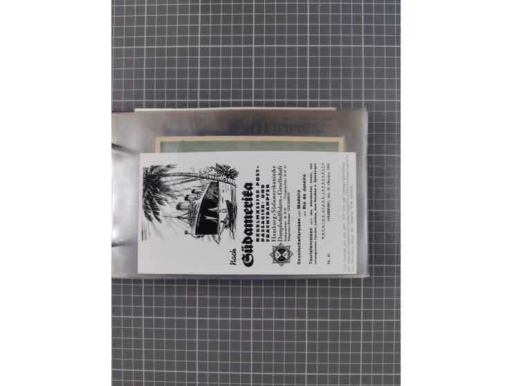 1925/35, kleine Sammlung Flaggenstempel “DSP HAMBURG-SÜDAMERIKA” mit ca. 90 Briefen, Karten und GSK, dabei u.a. zwei R-Briefe