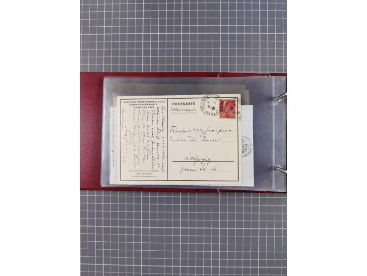 1925/35, kleine Sammlung Flaggenstempel “DSP HAMBURG-SÜDAMERIKA” mit ca. 90 Briefen, Karten und GSK, dabei u.a. zwei R-Briefe