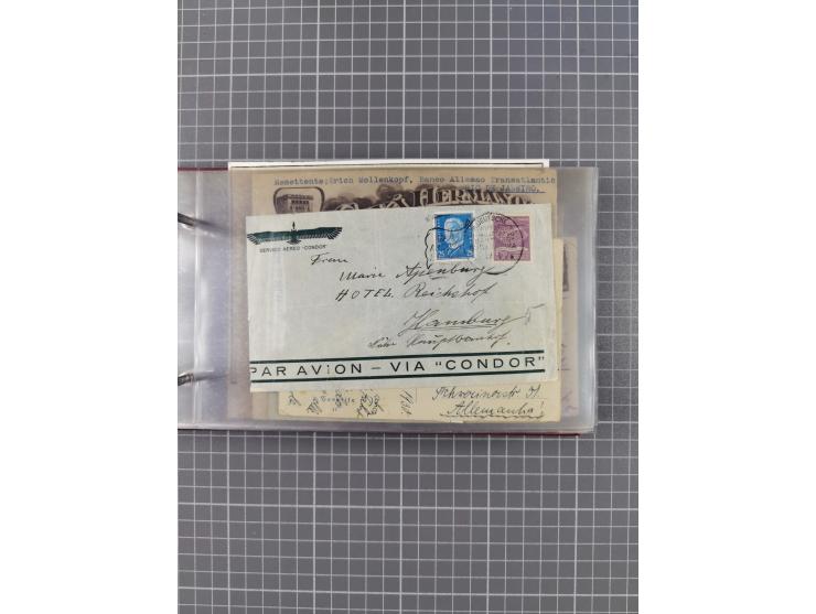 1925/35, kleine Sammlung Flaggenstempel “DSP HAMBURG-SÜDAMERIKA” mit ca. 90 Briefen, Karten und GSK, dabei u.a. zwei R-Briefe