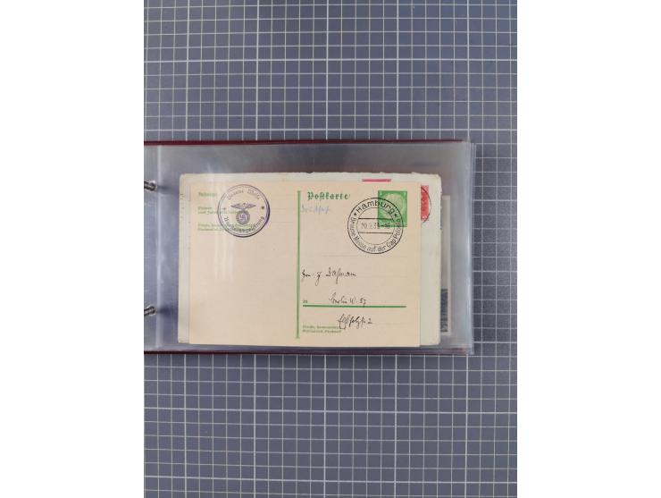 1925/35, kleine Sammlung Flaggenstempel “DSP HAMBURG-SÜDAMERIKA” mit ca. 90 Briefen, Karten und GSK, dabei u.a. zwei R-Briefe
