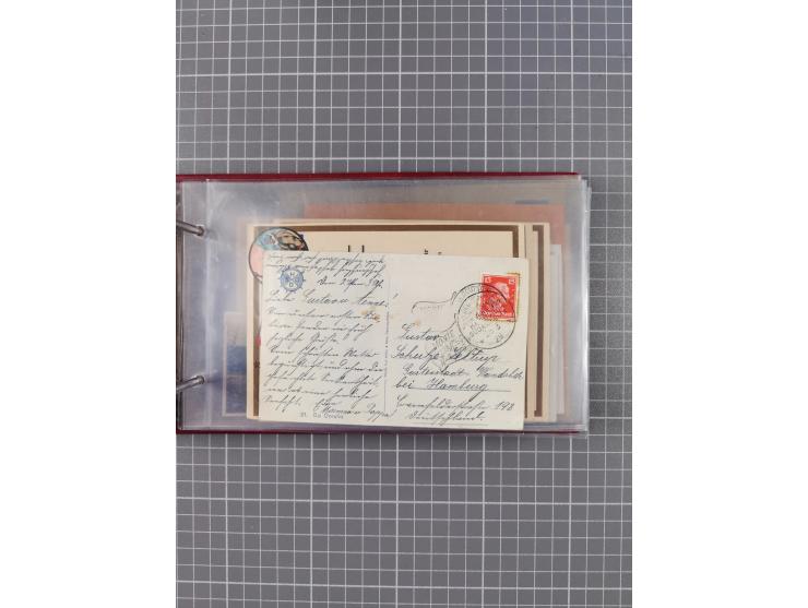 1925/35, kleine Sammlung Flaggenstempel “DSP HAMBURG-SÜDAMERIKA” mit ca. 90 Briefen, Karten und GSK, dabei u.a. zwei R-Briefe