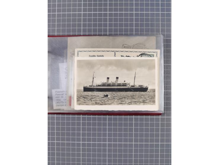 1925/35, kleine Sammlung Flaggenstempel “DSP HAMBURG-SÜDAMERIKA” mit ca. 90 Briefen, Karten und GSK, dabei u.a. zwei R-Briefe