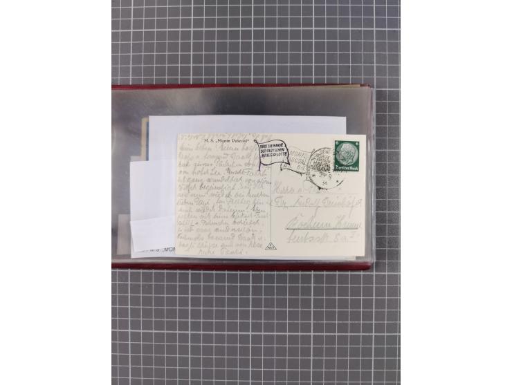 1925/35, kleine Sammlung Flaggenstempel “DSP HAMBURG-SÜDAMERIKA” mit ca. 90 Briefen, Karten und GSK, dabei u.a. zwei R-Briefe