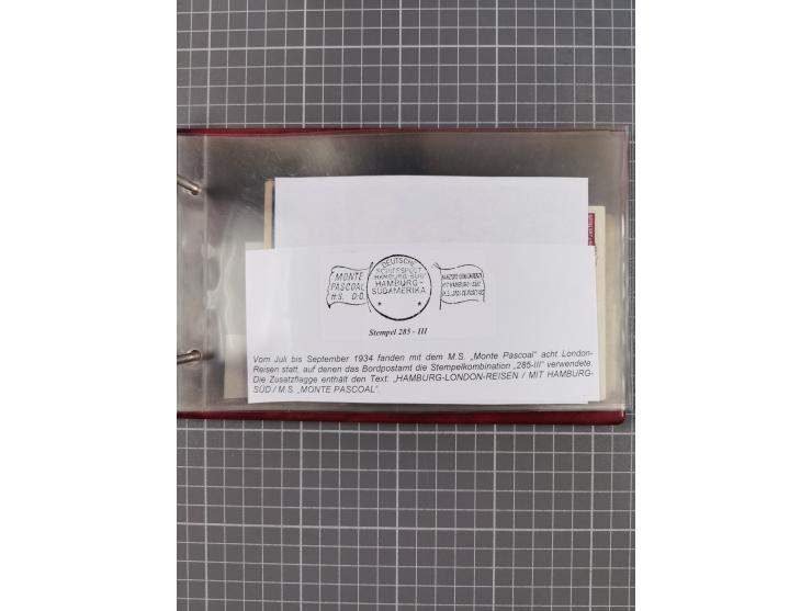 1925/35, kleine Sammlung Flaggenstempel “DSP HAMBURG-SÜDAMERIKA” mit ca. 90 Briefen, Karten und GSK, dabei u.a. zwei R-Briefe