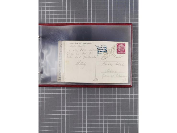 1925/35, kleine Sammlung Flaggenstempel “DSP HAMBURG-SÜDAMERIKA” mit ca. 90 Briefen, Karten und GSK, dabei u.a. zwei R-Briefe