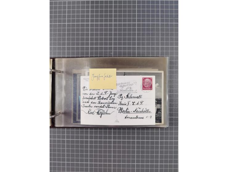 1934/39, Sammlung “Kraft durch Freude” mit ca. 240 Briefen, Karten und GSK inkl. Stempel des "LLOYD BREMEN", dazu Fotos, Schi