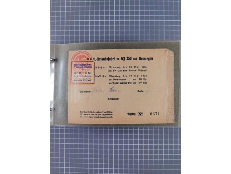 1934/39, Sammlung “Kraft durch Freude” mit ca. 240 Briefen, Karten und GSK inkl. Stempel des "LLOYD BREMEN", dazu Fotos, Schi