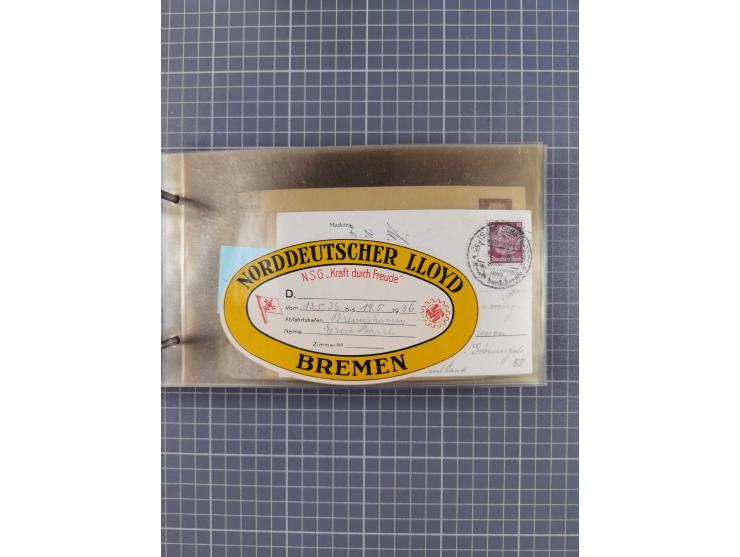 1934/39, Sammlung “Kraft durch Freude” mit ca. 240 Briefen, Karten und GSK inkl. Stempel des "LLOYD BREMEN", dazu Fotos, Schi