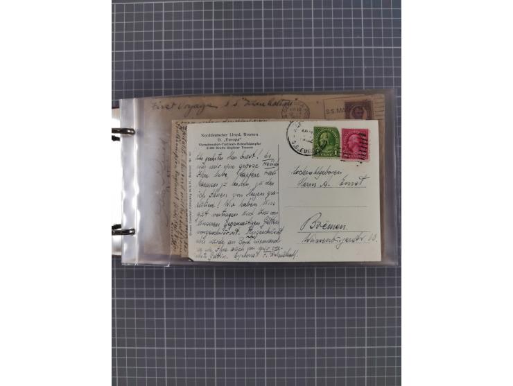 1892/1939, umfangreiche Sammlung “U.S. GERMAN SEA POST” mit ca. 400 Briefen, Karten und Ganzsachen, Schwerpunkt vor 1920 mit 