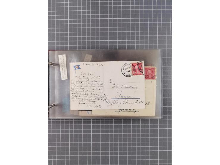1892/1939, umfangreiche Sammlung “U.S. GERMAN SEA POST” mit ca. 400 Briefen, Karten und Ganzsachen, Schwerpunkt vor 1920 mit 