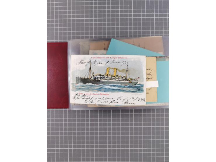 1892/1939, umfangreiche Sammlung “U.S. GERMAN SEA POST” mit ca. 400 Briefen, Karten und Ganzsachen, Schwerpunkt vor 1920 mit 
