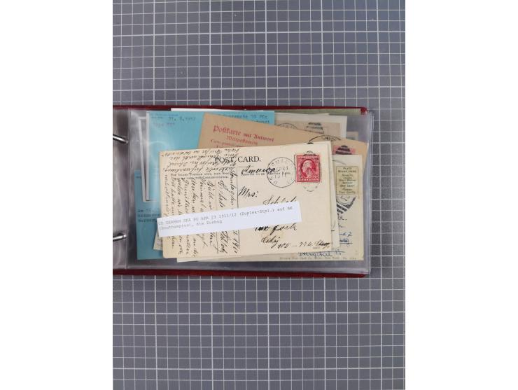 1892/1939, umfangreiche Sammlung “U.S. GERMAN SEA POST” mit ca. 400 Briefen, Karten und Ganzsachen, Schwerpunkt vor 1920 mit 