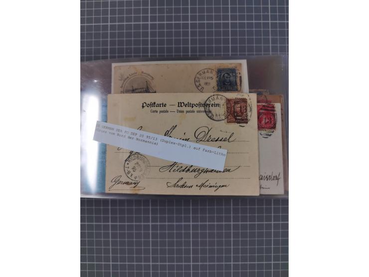 1892/1939, umfangreiche Sammlung “U.S. GERMAN SEA POST” mit ca. 400 Briefen, Karten und Ganzsachen, Schwerpunkt vor 1920 mit 
