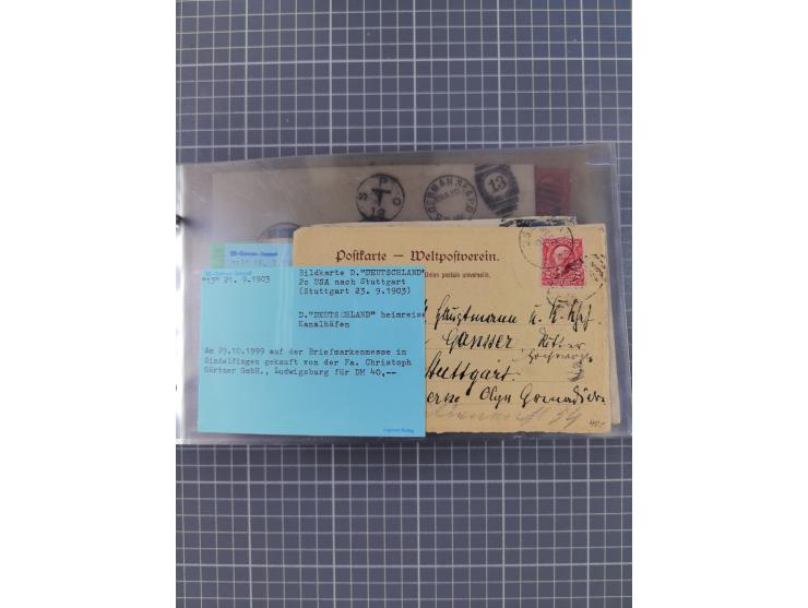 1892/1939, umfangreiche Sammlung “U.S. GERMAN SEA POST” mit ca. 400 Briefen, Karten und Ganzsachen, Schwerpunkt vor 1920 mit 