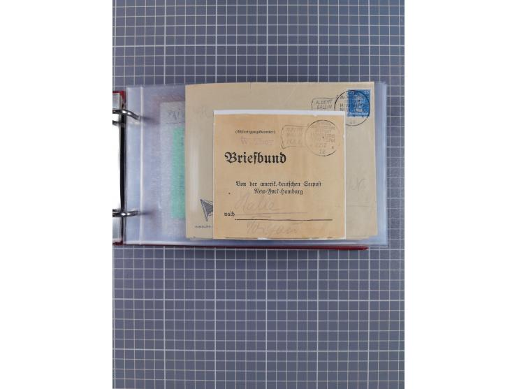 1914/37, Sammlung Flaggenstempel “DASP HAMBURG-NEW YORK” mit 50 Briefen, Karten und GSK, dabei drei R-Briefe und frühe Flagge