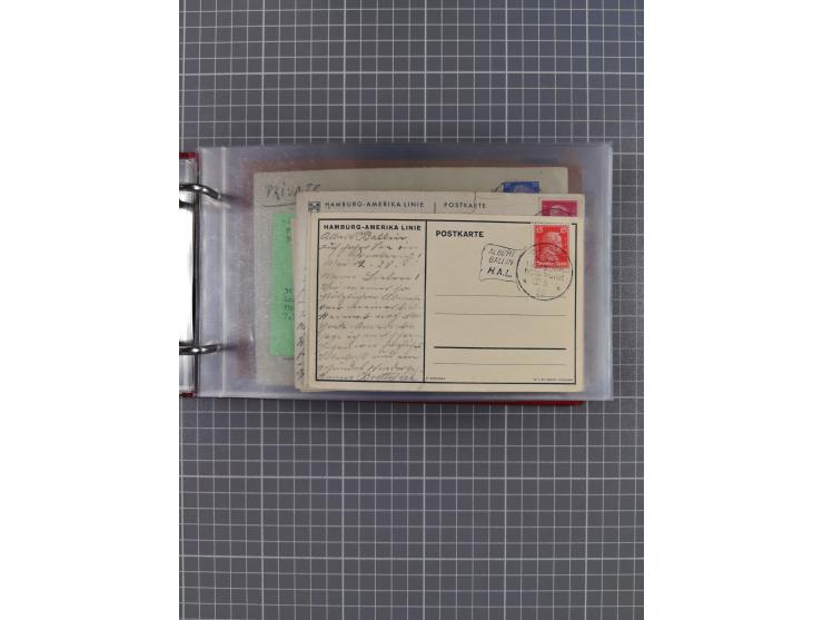 1914/37, Sammlung Flaggenstempel “DASP HAMBURG-NEW YORK” mit 50 Briefen, Karten und GSK, dabei drei R-Briefe und frühe Flagge