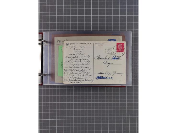 1914/37, Sammlung Flaggenstempel “DASP HAMBURG-NEW YORK” mit 50 Briefen, Karten und GSK, dabei drei R-Briefe und frühe Flagge