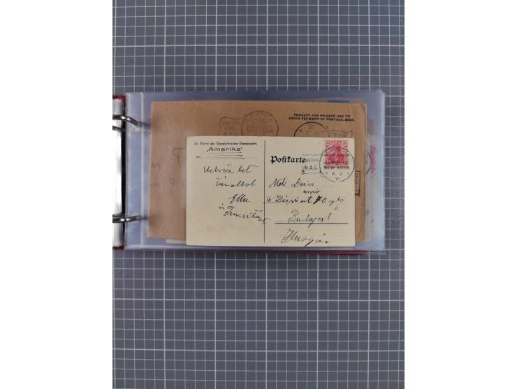 1914/37, Sammlung Flaggenstempel “DASP HAMBURG-NEW YORK” mit 50 Briefen, Karten und GSK, dabei drei R-Briefe und frühe Flagge