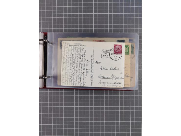 1914/37, Sammlung Flaggenstempel “DASP HAMBURG-NEW YORK” mit 50 Briefen, Karten und GSK, dabei drei R-Briefe und frühe Flagge
