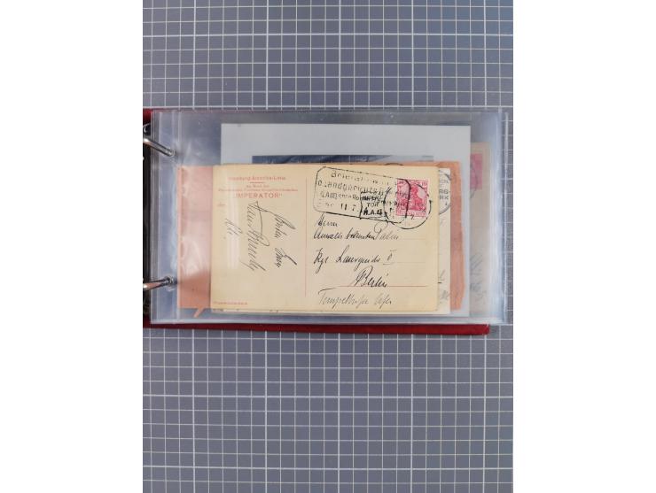 1914/37, Sammlung Flaggenstempel “DASP HAMBURG-NEW YORK” mit 50 Briefen, Karten und GSK, dabei drei R-Briefe und frühe Flagge