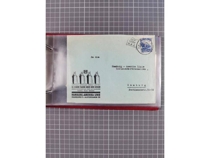 1914/37, Sammlung Flaggenstempel “DASP HAMBURG-NEW YORK” mit 50 Briefen, Karten und GSK, dabei drei R-Briefe und frühe Flagge