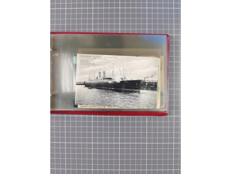 1914/37, Sammlung Flaggenstempel “DASP HAMBURG-NEW YORK” mit 50 Briefen, Karten und GSK, dabei drei R-Briefe und frühe Flagge