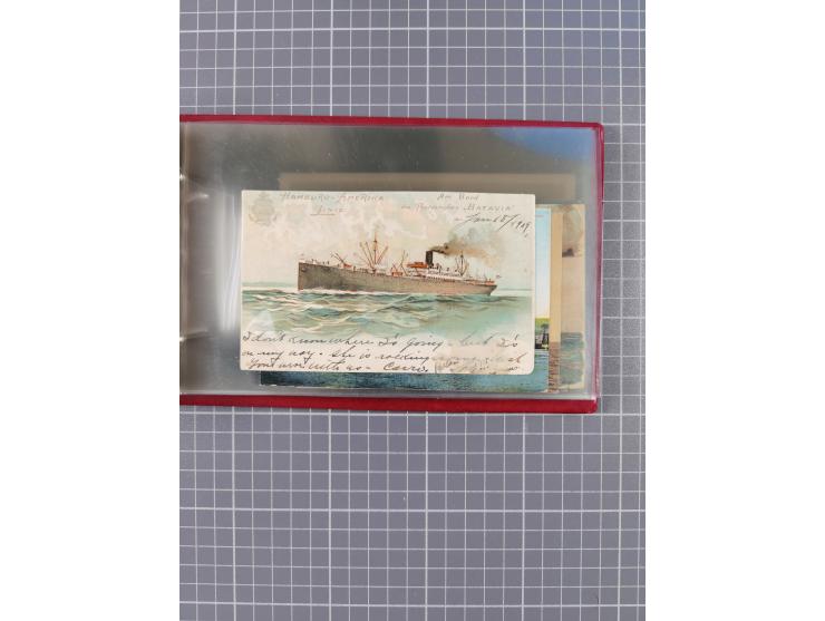 1914/37, Sammlung Flaggenstempel “DASP HAMBURG-NEW YORK” mit 50 Briefen, Karten und GSK, dabei drei R-Briefe und frühe Flagge