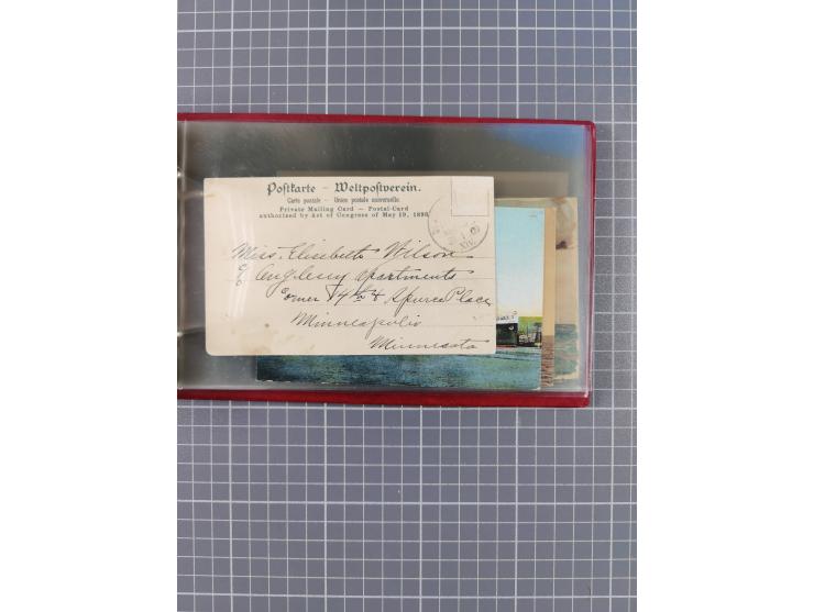 1914/37, Sammlung Flaggenstempel “DASP HAMBURG-NEW YORK” mit 50 Briefen, Karten und GSK, dabei drei R-Briefe und frühe Flagge