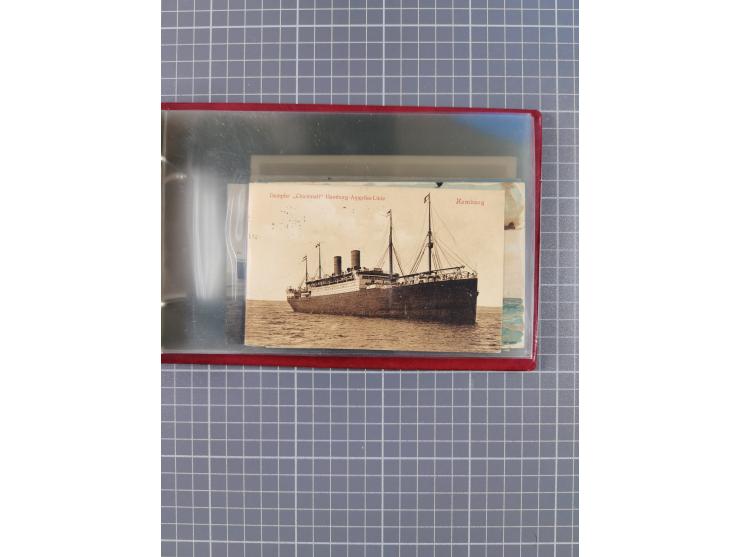 1914/37, Sammlung Flaggenstempel “DASP HAMBURG-NEW YORK” mit 50 Briefen, Karten und GSK, dabei drei R-Briefe und frühe Flagge