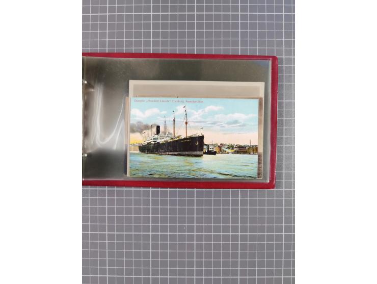 1914/37, Sammlung Flaggenstempel “DASP HAMBURG-NEW YORK” mit 50 Briefen, Karten und GSK, dabei drei R-Briefe und frühe Flagge