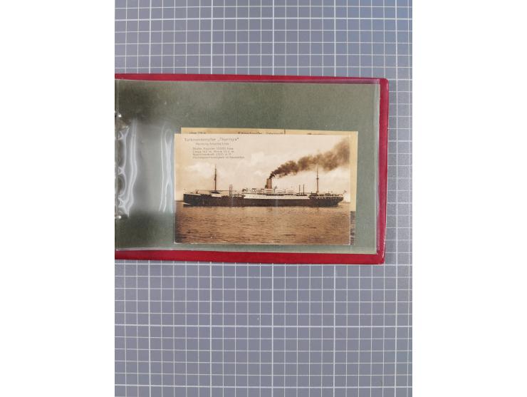 1914/37, Sammlung Flaggenstempel “DASP HAMBURG-NEW YORK” mit 50 Briefen, Karten und GSK, dabei drei R-Briefe und frühe Flagge