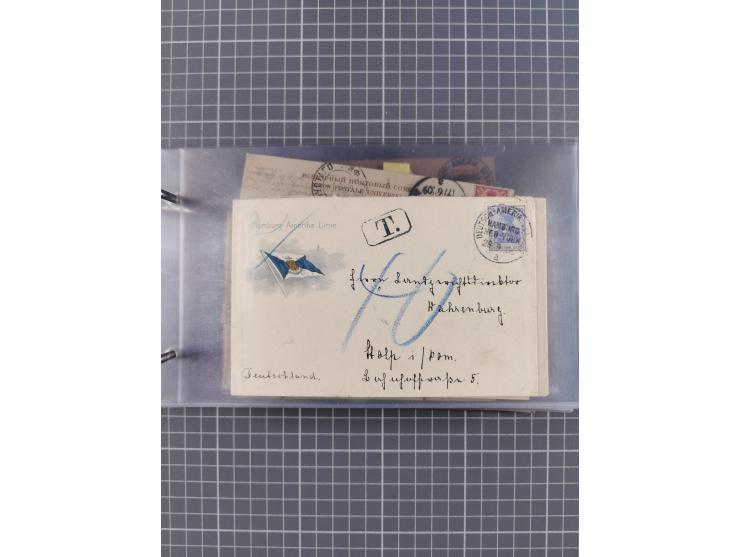 1892/1913, Sammlung “DASP HAMBURG-NEW YORK a-e” mit ca. 60 Briefen, Karten und GSK, dabei u.a. R-GSK an Dahlmann und einige B