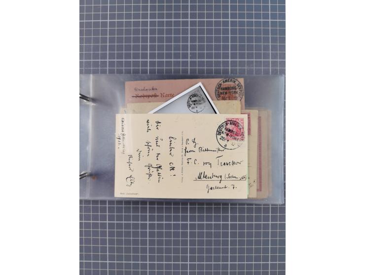 1892/1913, Sammlung “DASP HAMBURG-NEW YORK a-e” mit ca. 60 Briefen, Karten und GSK, dabei u.a. R-GSK an Dahlmann und einige B