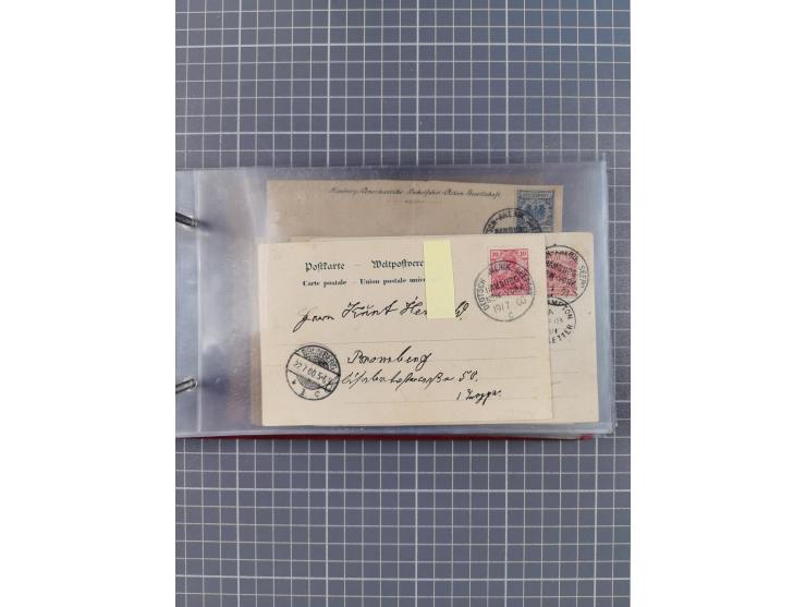 1892/1913, Sammlung “DASP HAMBURG-NEW YORK a-e” mit ca. 60 Briefen, Karten und GSK, dabei u.a. R-GSK an Dahlmann und einige B