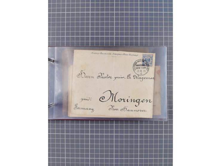 1892/1913, Sammlung “DASP HAMBURG-NEW YORK a-e” mit ca. 60 Briefen, Karten und GSK, dabei u.a. R-GSK an Dahlmann und einige B