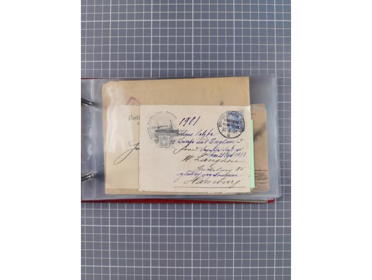 1892/1913, Sammlung “DASP HAMBURG-NEW YORK a-e” mit ca. 60 Briefen, Karten und GSK, dabei u.a. R-GSK an Dahlmann und einige B