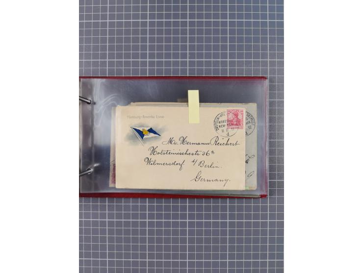 1892/1913, Sammlung “DASP HAMBURG-NEW YORK a-e” mit ca. 60 Briefen, Karten und GSK, dabei u.a. R-GSK an Dahlmann und einige B